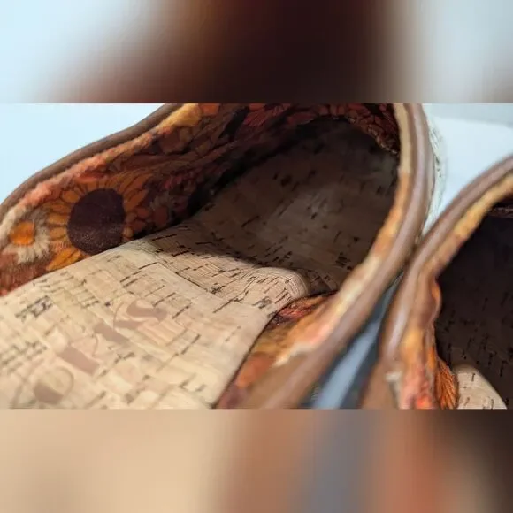 KORKS Women's Nora Clog Tan Crochet Overlay Slip On Wooden Platform Shoes 8 Boho - Picture 8 of 15